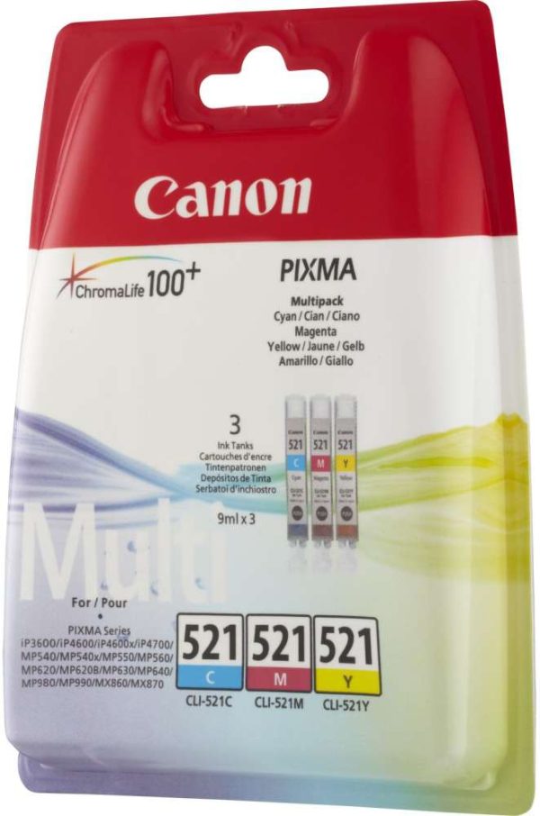 Картридж CANON CLI-521C/M/Y мульти-упаковка для PIXMA IP4600
