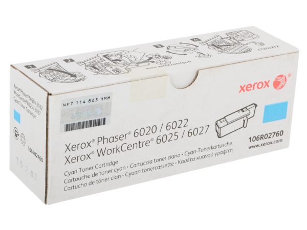 Принт-картридж XEROX 106R02760 голубой для Phaser 6020/6022/ WC 6025/6027