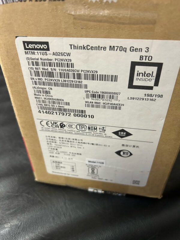 Компьютер Lenovo 11USA026CW ThinkCentre Tiny M70q-3, Intel Core i5 12500T, DDR4 16ГБ, 512ГБ(SSD)